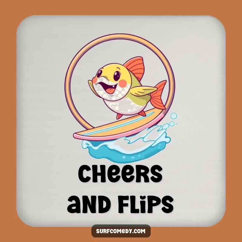 Funny Fish Hoop Drink Coaster - Protect Surfaces with Playful Humor