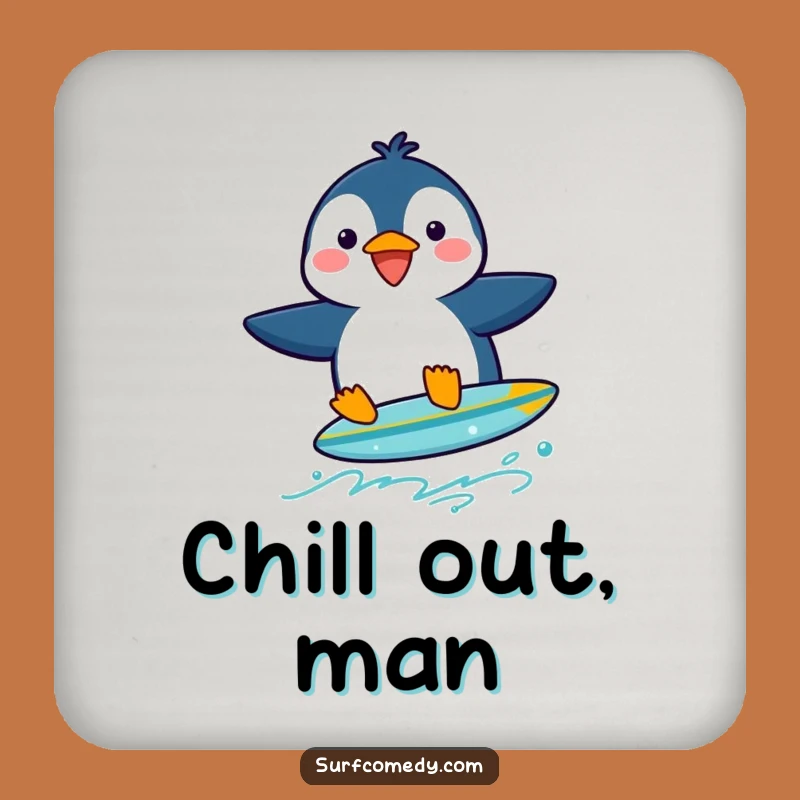 Funny Penguin Surfer Coasters: Protect Surfaces with Hilarious Arctic Charm Gift