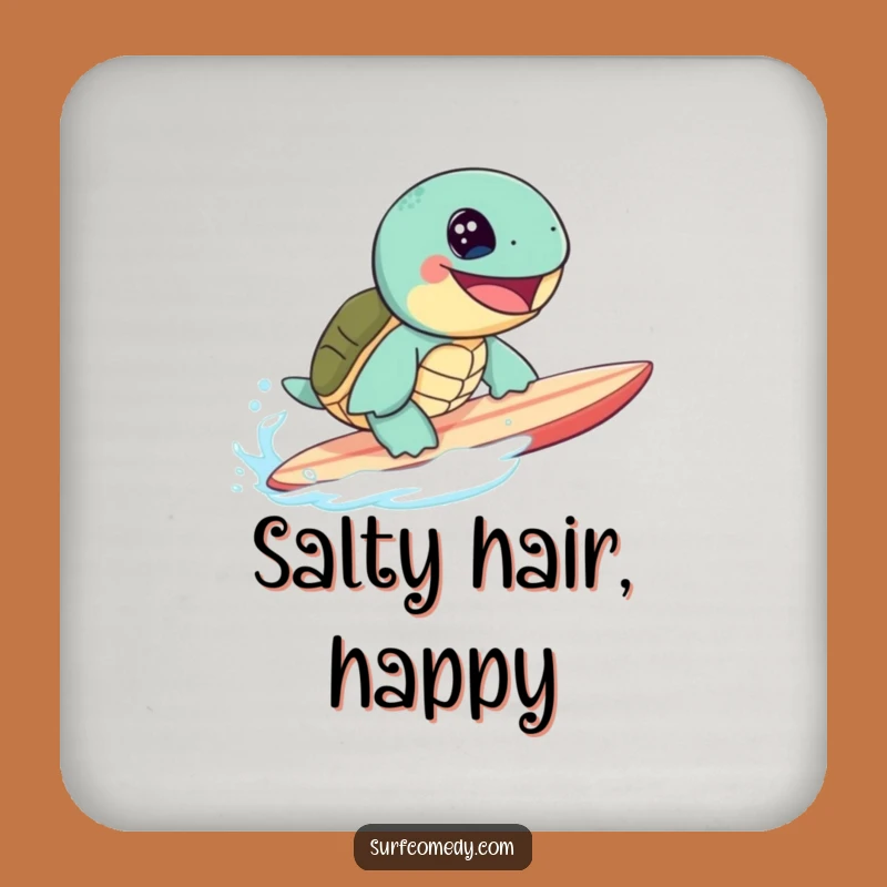 Funny Sea Turtle Surfing Drink Coaster: Protect Surfaces with Beachy Smiles