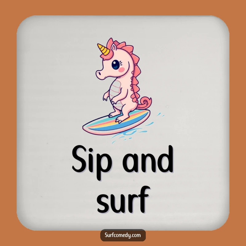 Funny Seahorse Surf Coaster: Protect Surfaces with Coastal Charm!