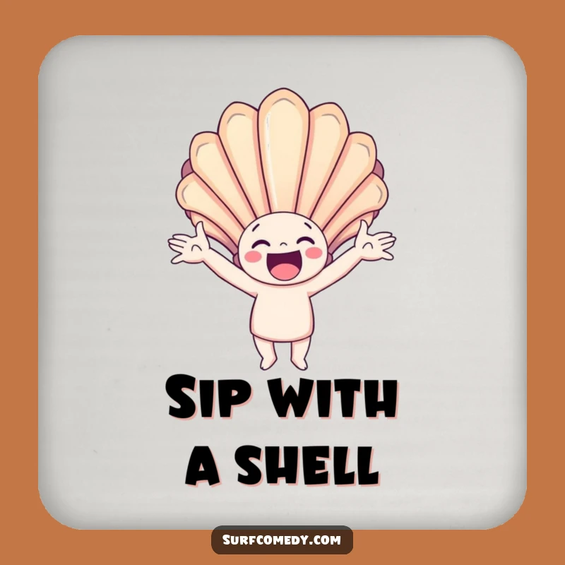 Funny Seashell Catcher Coaster: Happy Character for Drink Protection