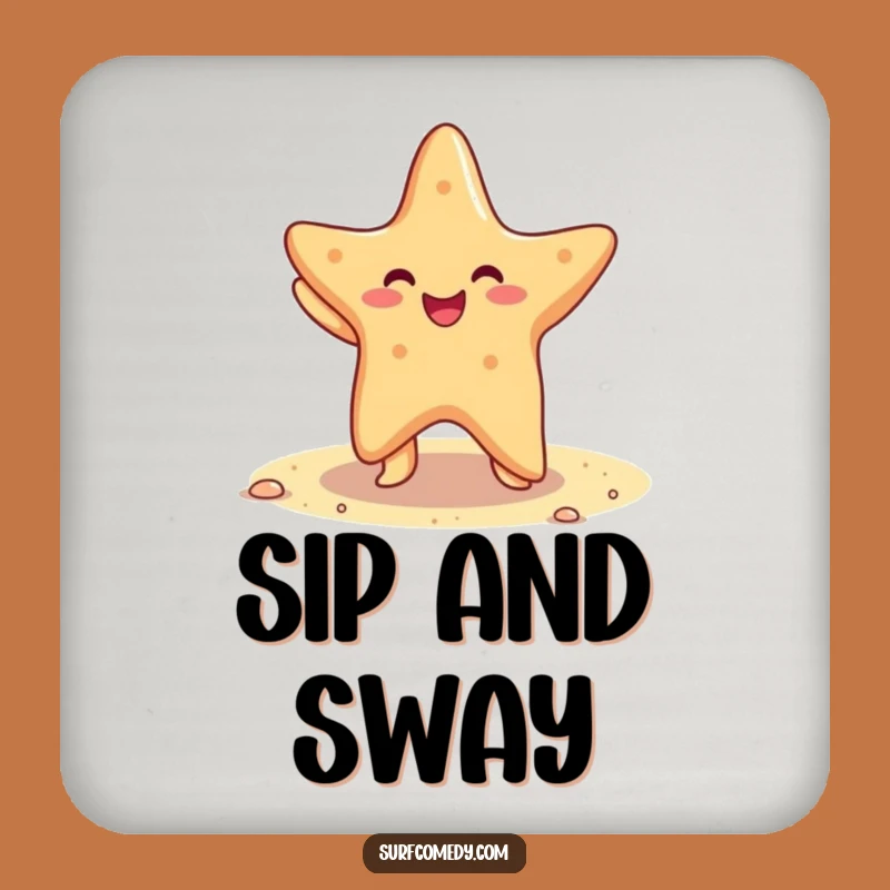 Keep your tables safe with these charming coasters featuring a starfish doing a happy dance on the sand. Functional decor with a touch of beach humor!