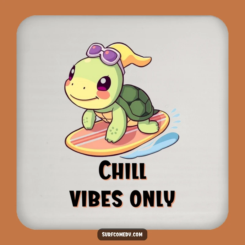 Funny Turtle Surfing Drink Coaster - Hilarious Protection for Your Surfaces
