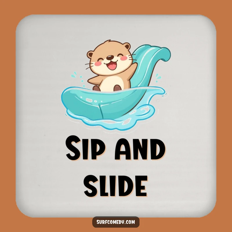 Funny Otter Water Slide Coasters: Protect Surfaces with Joyful Aquatic Charm Gift