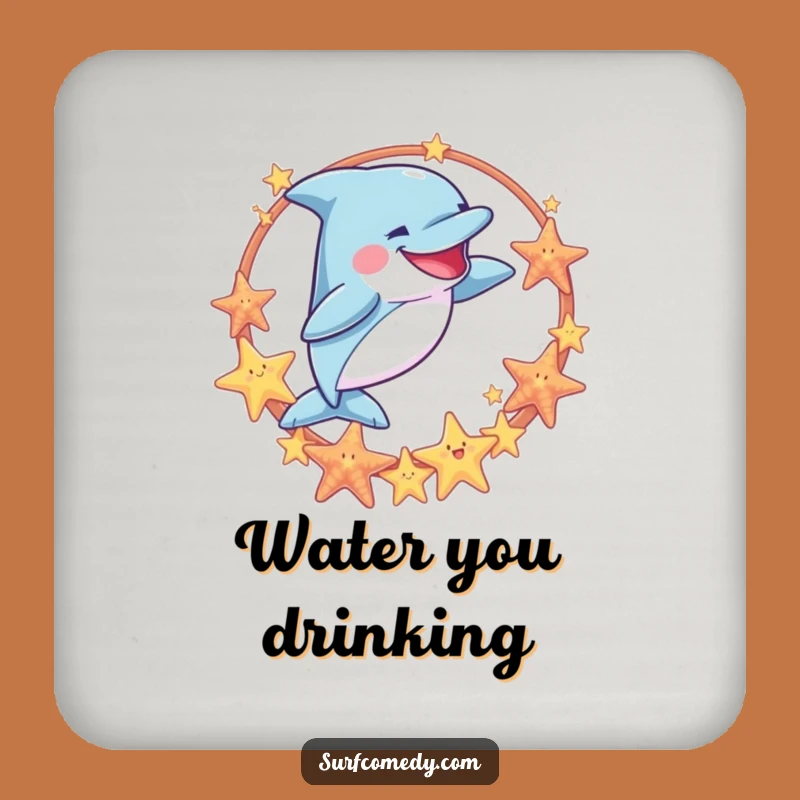 Funny Dolphin Hoop Jump Drink Coasters - Protect Surfaces Hilariously