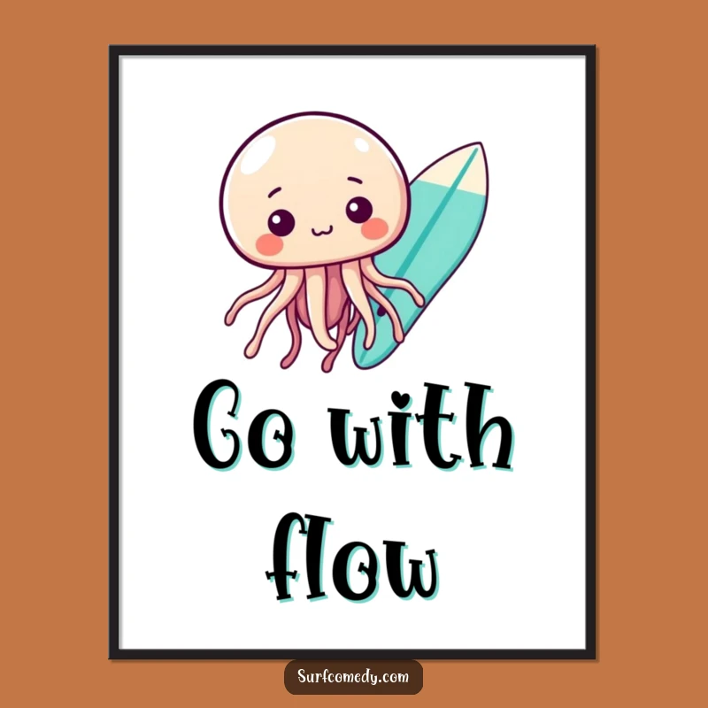 Funny Kawaii Jellyfish Poster - Curious Ocean Art for Your Walls