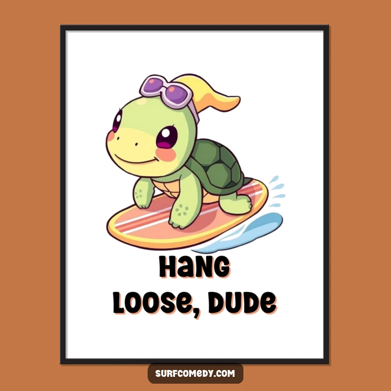 Funny Turtle Surfing Poster - Hilarious Ocean Art Print for Wall Decor