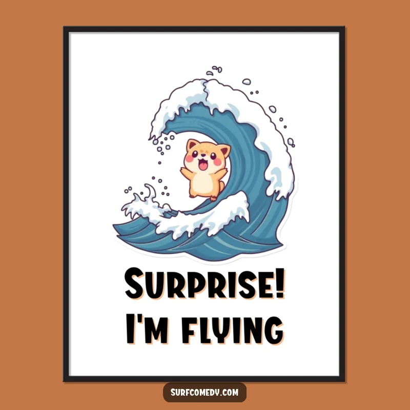 Funny Rogue Wave Animal Toss Poster - Surprised Wave Action Art!