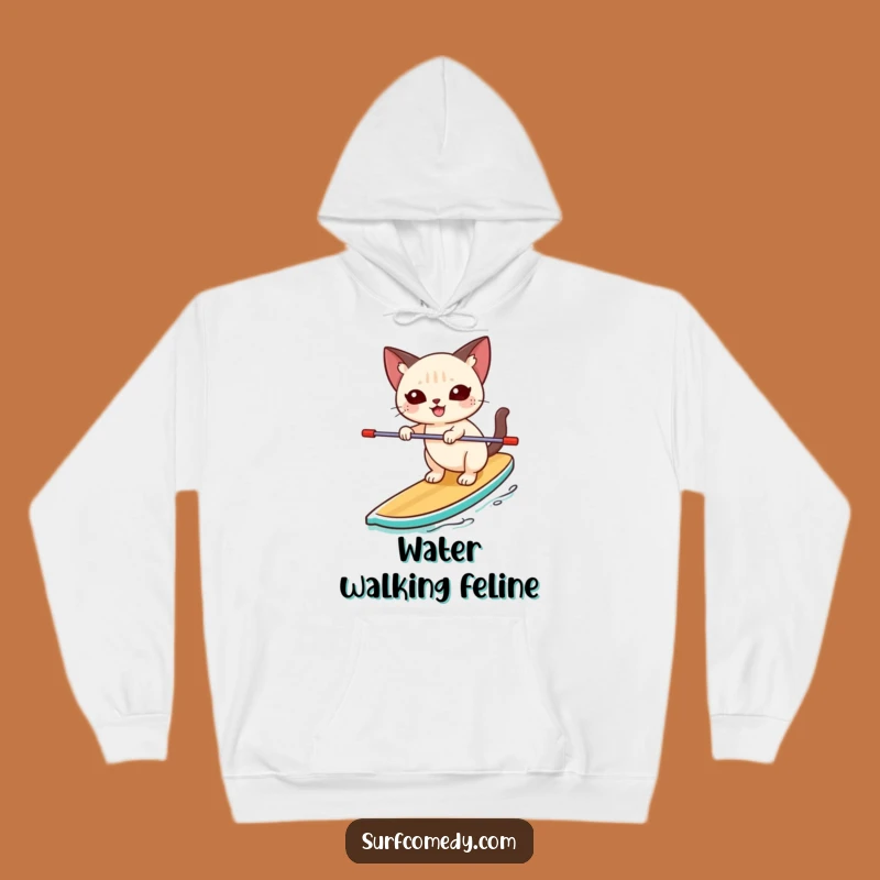 Cozy Funny Paddleboard Siamese Cat Hoodie: Warmth & Water Fun