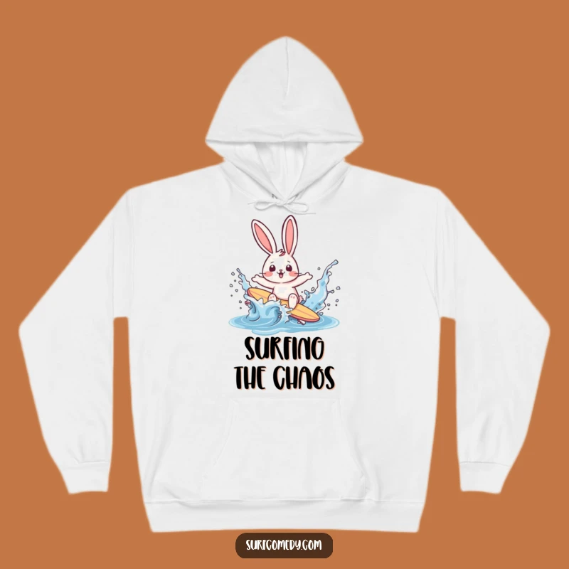 Cozy Funny Surfer Rabbit Hoodie: Warm Vibes & Hilarious Wipeouts