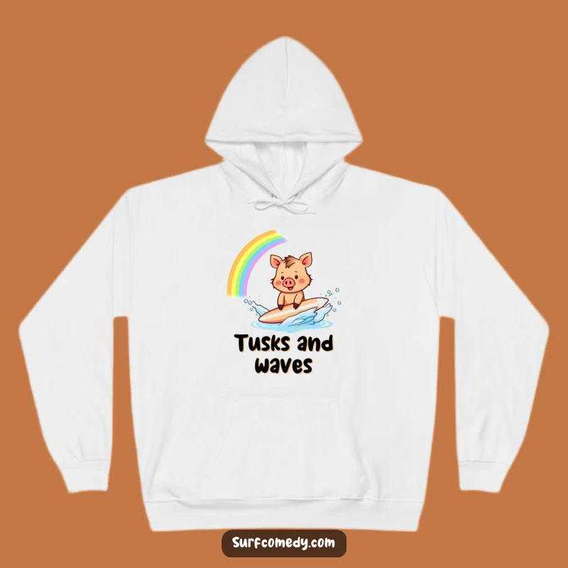 Funny Boar Surfer Hoodie: Rainbow Splash Cozy - Cozy Funny Gift!