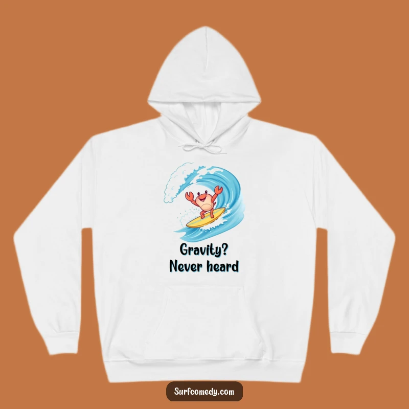 Funny Crab Surf Hoodie: Handstand Surfer Warmth, Cozy Beach Lover Gift