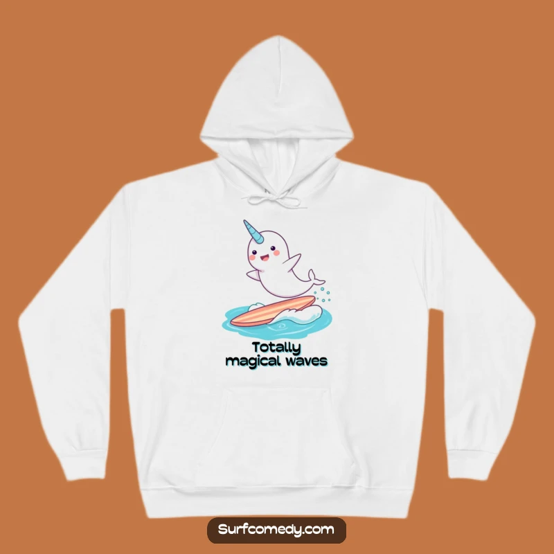 Funny Narwhal Surfing Hoodie - Cozy & Whimsical Mythical Creature Sweatshirt Gift