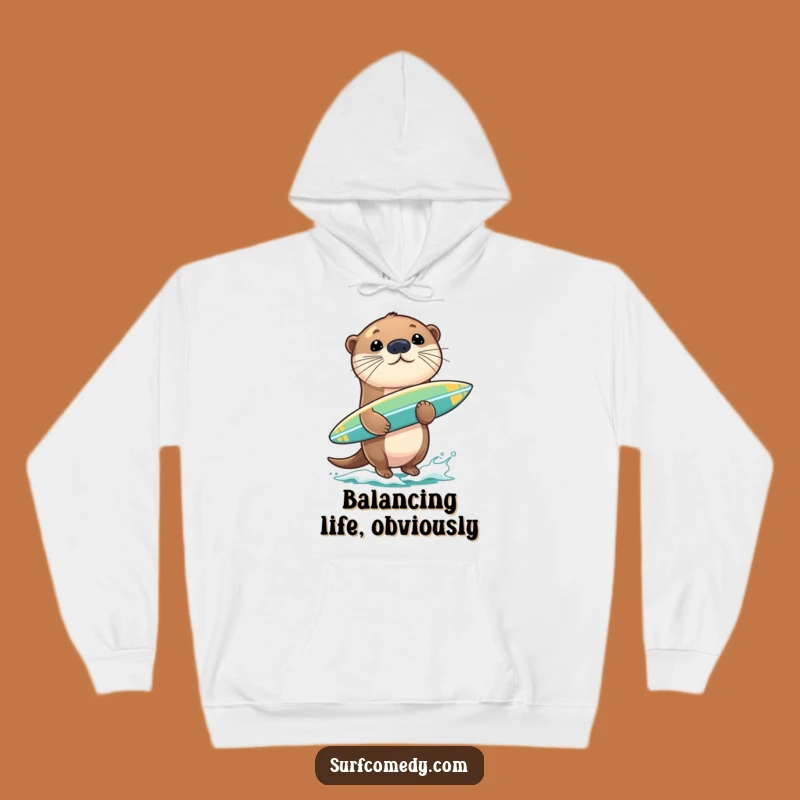Funny Otter Surfing Hoodie - Cozy & Hilarious Playful Companion Gift