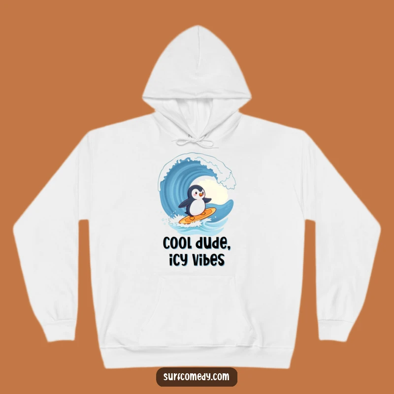 Funny Penguin Surfing Wave Hoodie - Cozy Cute Animal Adventure Gift!