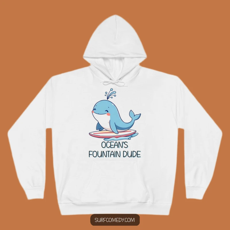Funny Whale Surf Hoodie: Spouting Fountain Warmth, Cozy Ocean Lover Gift