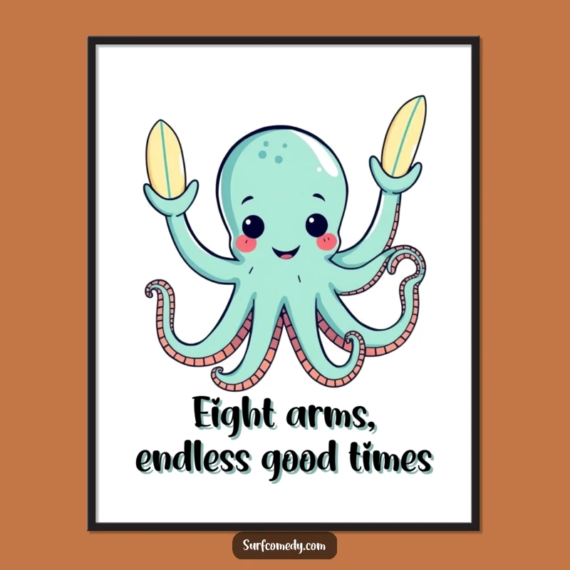 Free Printable Octopus Surf Wall Art: Juggling Fun Downloadable Gift