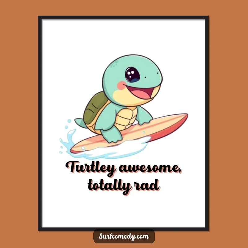 Free Printable Surfer Turtle Wall Art - Quirky Beach Decor Downloadable