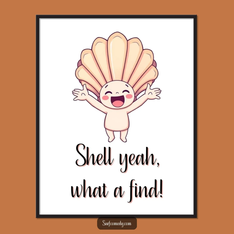 Free Printable Wall Art: Seashell Character, Hilarious Downloadable Art for Coastal Decor