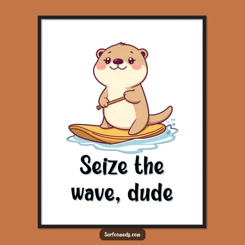 Funny Free Printable Wall Art: Energetic Otter Surfer - Downloadable Decor!