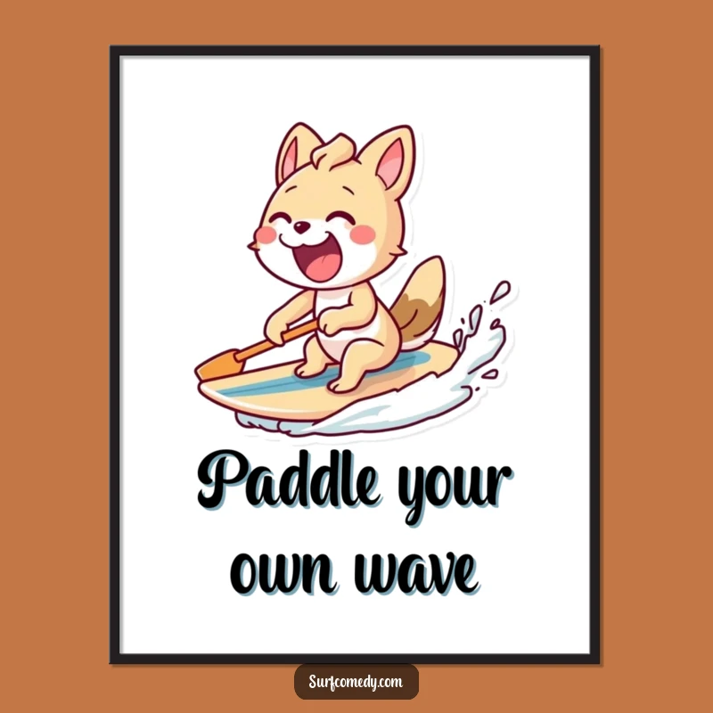 Funny Free Printable Wall Art: Pumping Surfer Animal - Excited Downloadable Decor!