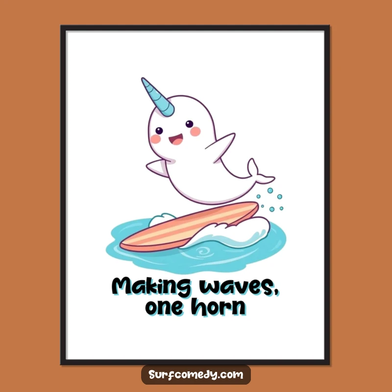 Free Printable Wall Art: Magical Narwhal Surf Art, Whimsical Downloadable Decor