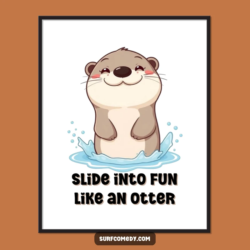 Free Printable Otter Water Art: Sliding Fun Downloadable Gift