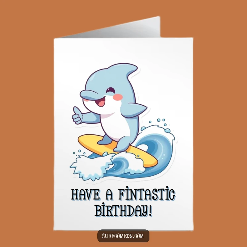 Free Printable Birthday Card: Dolphin Surfer Thumbs Up, Cheerful Downloadable Gift