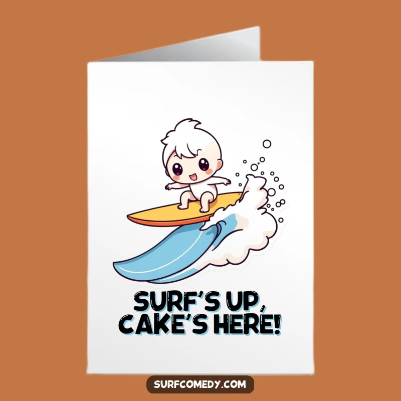 Free Printable Birthday Card: Kawaii Surfer Wipeout Funny Downloadable Gift