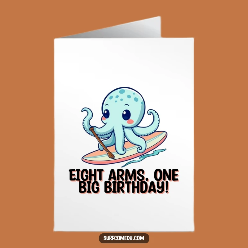 Free Printable Birthday Card: Octopus Paddler - Funny Downloadable Gift!