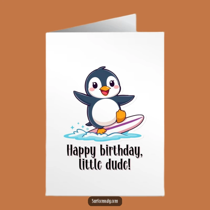 Free Printable Surfer Penguin Birthday Card - Wobbly Fun Downloadable Greeting