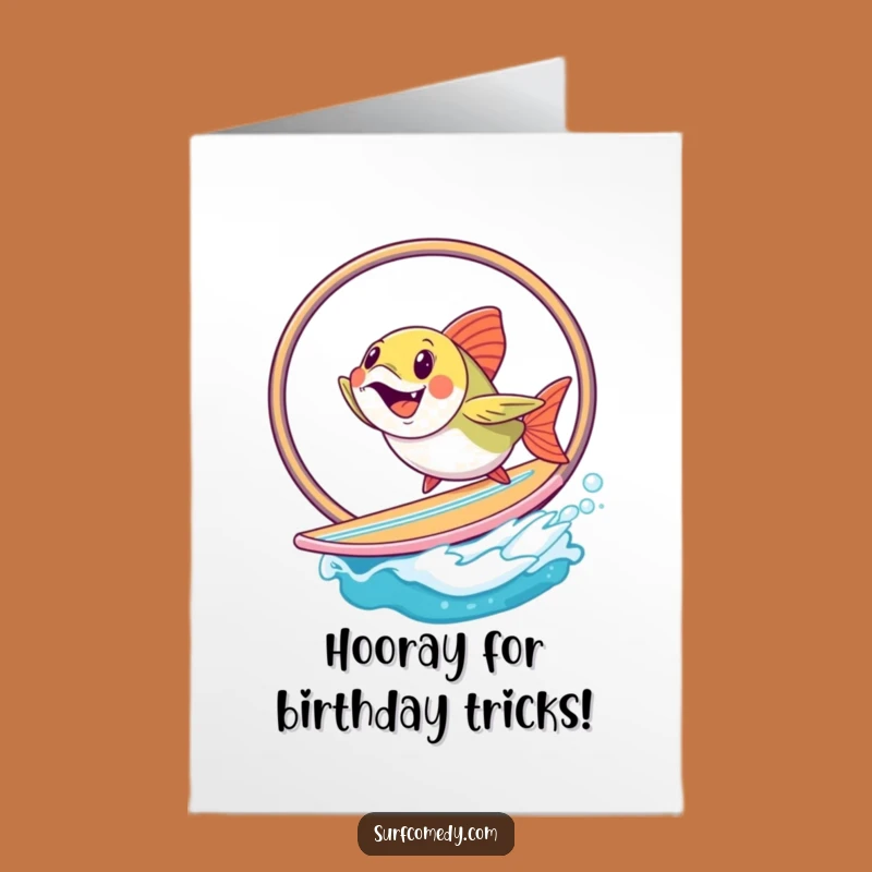 Free Printable Birthday Card: Fish Hoop Jumper - Funny Downloadable Gift!
