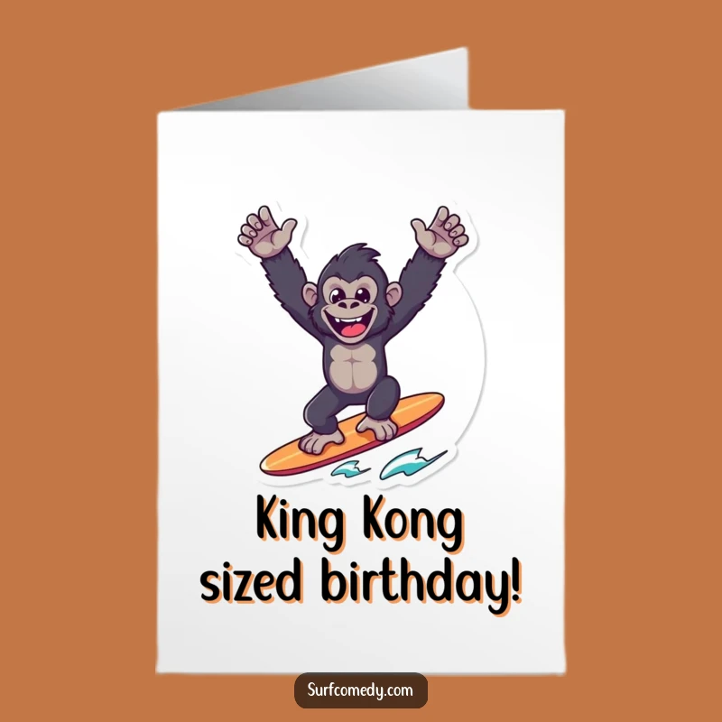 Free Printable Gorilla Surfer Birthday Card - Joyful Gorilla Victory Funny Downloadable Gift