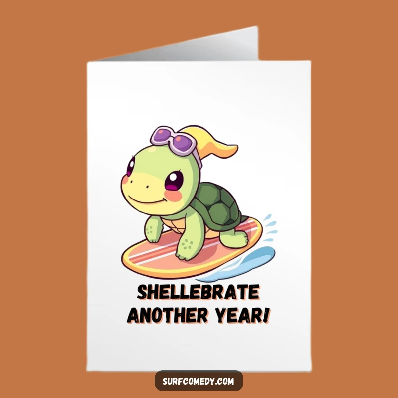 Free Printable Birthday Card: Funny Surfing Turtle Gift, Perfect DIY Downloadable