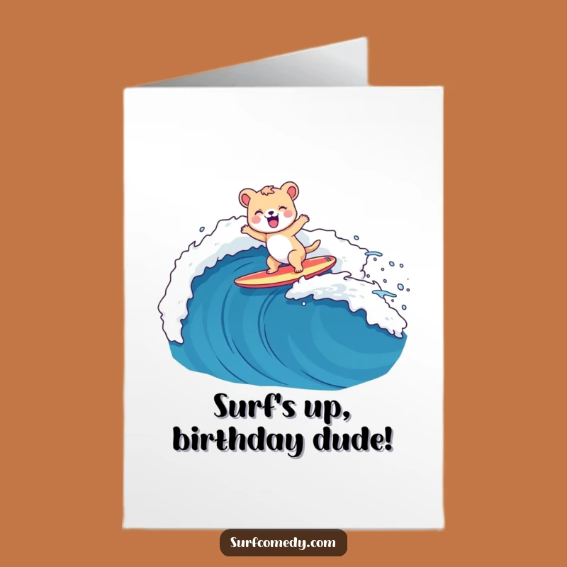 Free Printable Surfing Animal Birthday Card - Funny Downloadable Gift for Adventurers
