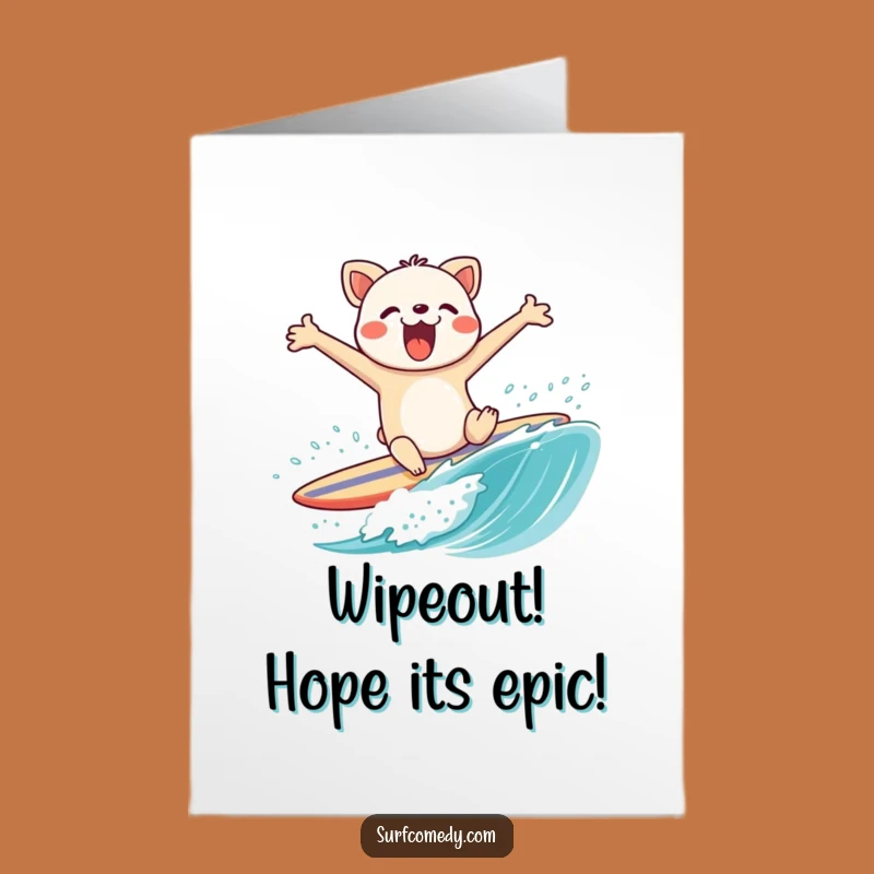 Funny Free Printable Birthday Card: Surfing Animal Wipeout - Hilarious Downloadable Gift!
