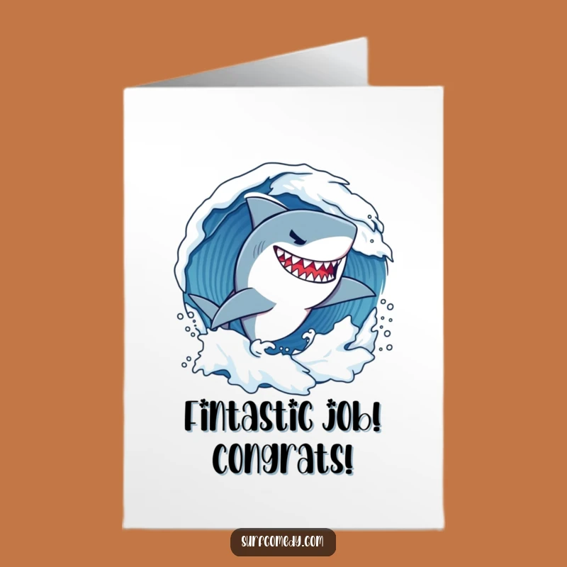 Free Printable Shark Congratulations Card - Grinning Wave Rider Success Downloadable