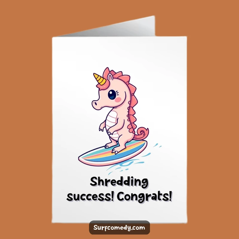 Free Printable Congrats Card: Seahorse Surfboard - Awesome Downloadable Gift!