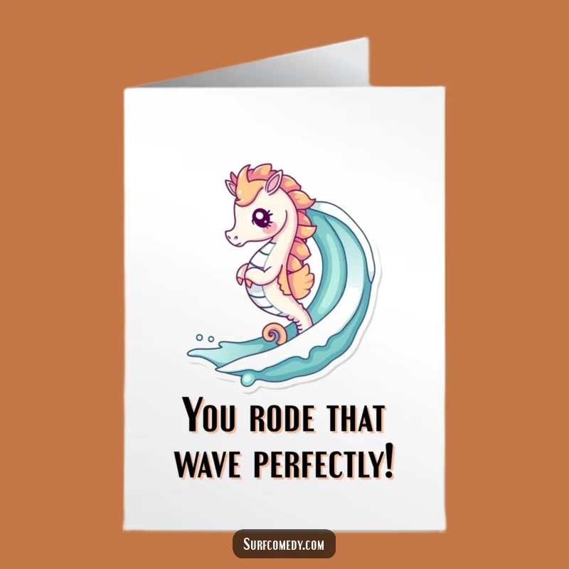 Free Printable Congrats Card: Seahorse Wave Champion, Fun Downloadable Greeting
