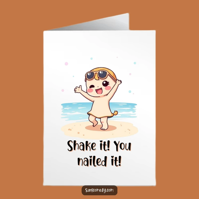 Free Printable Kawaii Beach Congrats Card - Silly Dancer Celebration Downloadable
