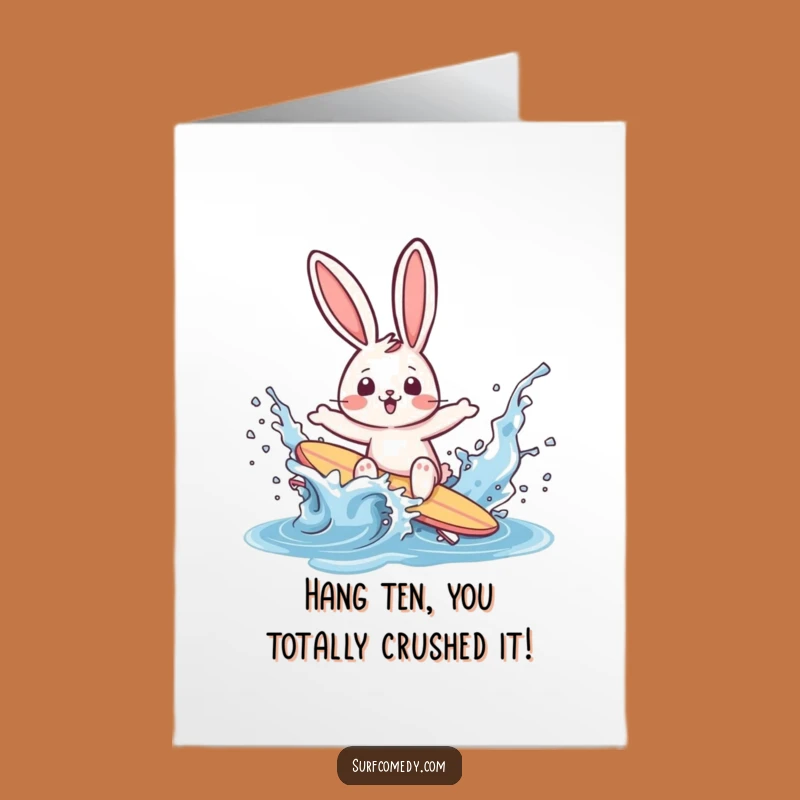 Free Printable Congratulations Card: Surfer Rabbit Wipeout Downloadable Gift