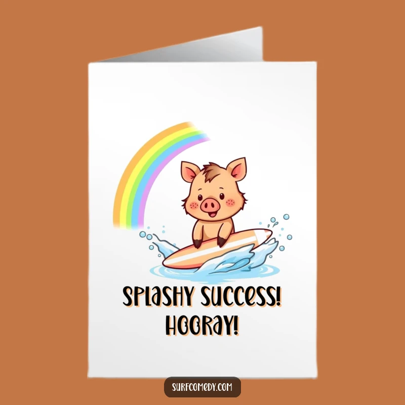 Free Printable Boar Congrats Card - Rainbow Splash Funny Downloadable Gift