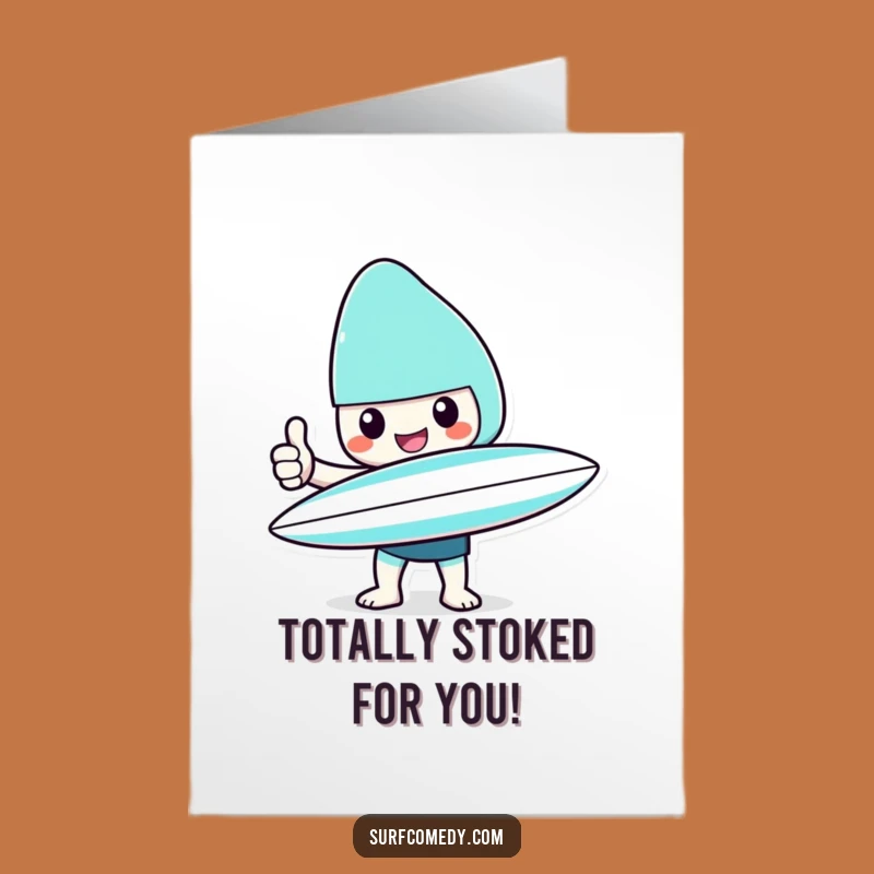 Free Printable Congrats Card: Kawaii Surfer Thumbs Up Success Funny Downloadable Gift