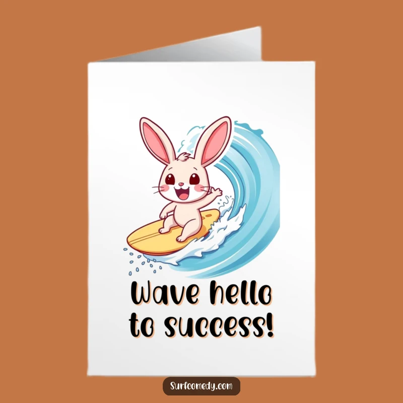 Free Printable Surfer Rabbit Congrats Card - Rad Rabbit Riding Huge Wave Funny Downloadable Gift