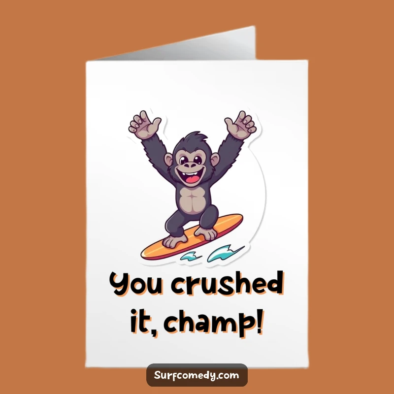 Free Printable Gorilla Congrats Card - Victorious Gorilla Shredding Funny Downloadable Gift