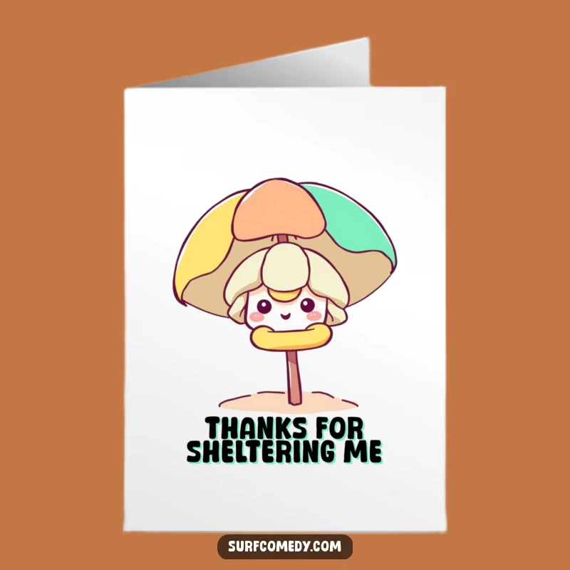 Free Printable Beach Umbrella Thank You Card - Kawaii Character Peek Downloadable