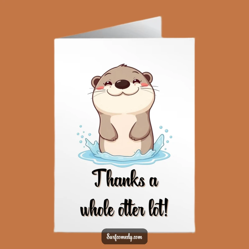 Free Printable Otter Thank You Card: Grateful Slide Downloadable Gift