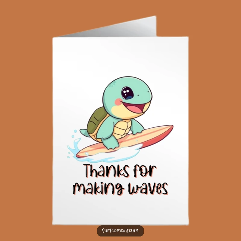 Free Printable Surfer Turtle Thank You Card - Beachy Downloadable Appreciation Gift