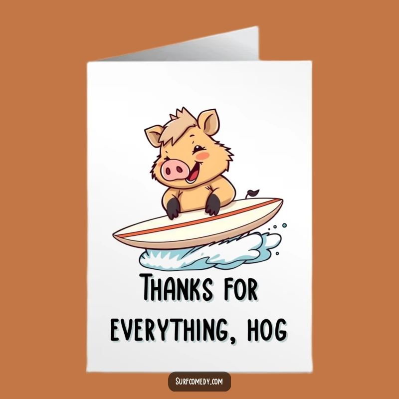 Free Printable Thank You Card: Grateful Boar Surfer - Heartfelt Autograph Downloadable Gift
