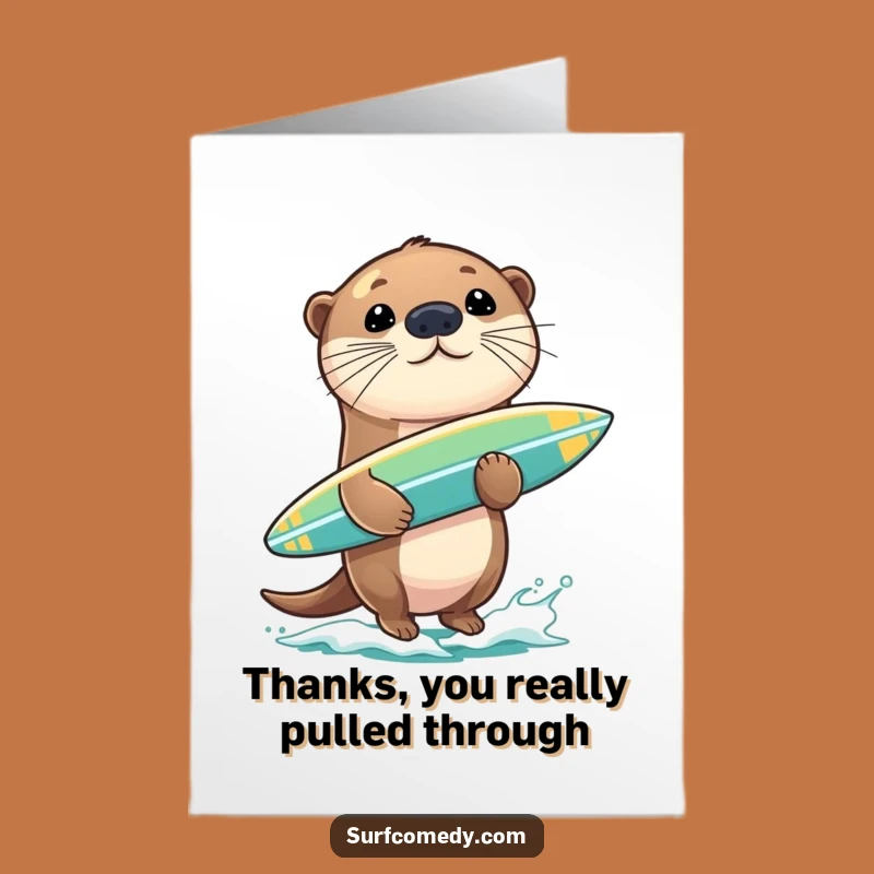 Free Printable Thank You Card: Grateful Otter Surf Balance, Easy Print at Home Gift